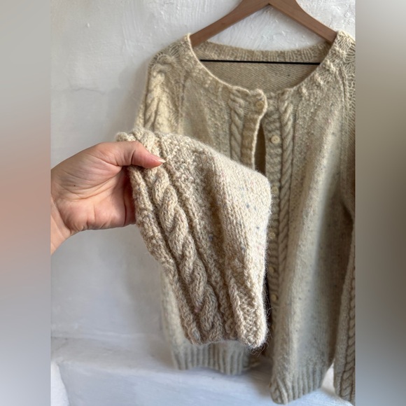 Handmade cream with colored speckles, knit cardigan - Picture 8 of 14